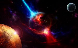 Preview wallpaper space, planets, takeoff, explosion