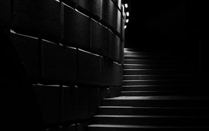 Preview wallpaper stairs, steps, facade, dark