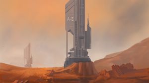 Preview wallpaper station, building, desert, sci-fi, art