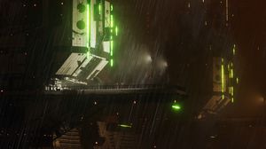 Preview wallpaper station, sci-fi, night, rain, dark, art