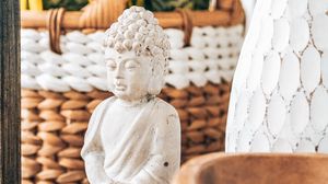 Preview wallpaper statue, buddha, buddhism, white, stone