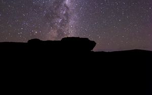 Preview wallpaper stone, silhouette, milky way, night