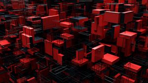 Preview wallpaper structure, blocks, 3d, red, black