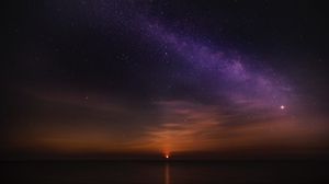 Preview wallpaper sunrise, starry sky, horizon