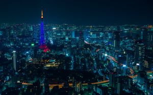 Preview wallpaper tokyo, night city, skyscrapers