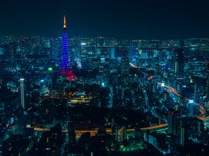 Preview wallpaper tokyo, night city, skyscrapers