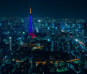 Preview wallpaper tokyo, night city, skyscrapers