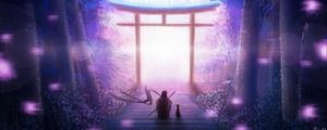 Preview wallpaper torii, art, solitude, night, warrior