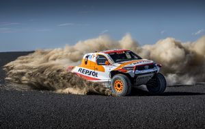 Preview wallpaper toyota hilux, toyota, car, rally, dust