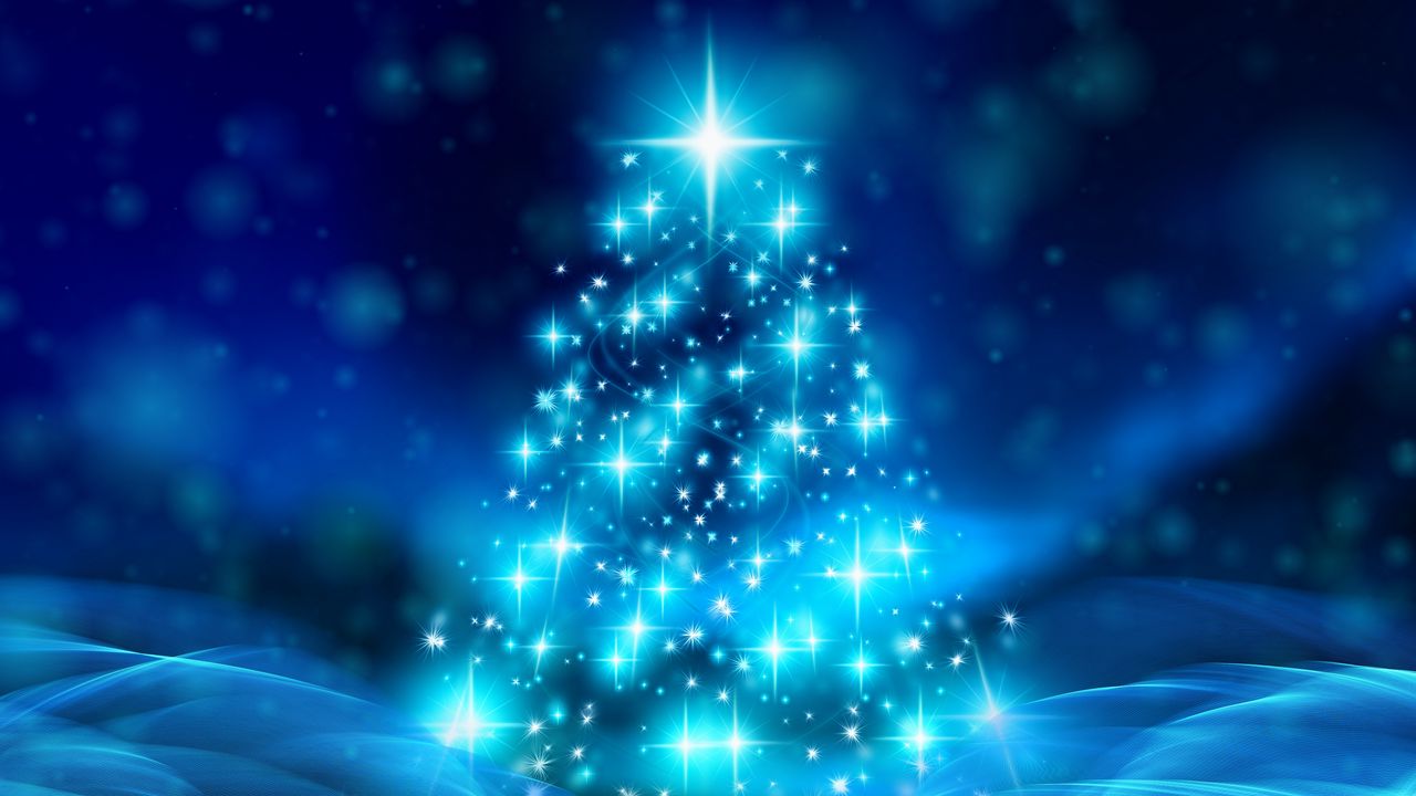 Wallpaper tree, christmas, new year, glitter, sparks