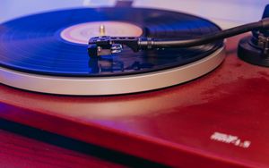 Preview wallpaper turntable, vinyl, record, music, red