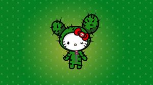 Preview wallpaper vector, cat, kitty, cactus, green