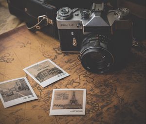 Preview wallpaper vintage, retro, camera, map, photos, travel