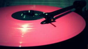 Preview wallpaper vinyl, record, pink, needle, player