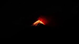 Preview wallpaper volcano, crater, eruption, night, dark