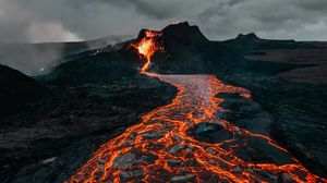 Preview wallpaper volcano, eruption, lava, stones, hot