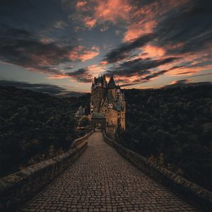 Preview wallpaper wierschem, germany, castle, trail, evening, sky