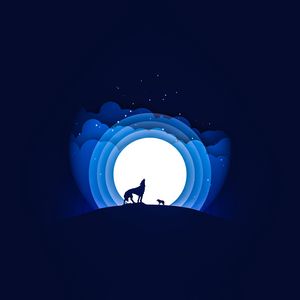 Preview wallpaper wolf, moon, howling, vector